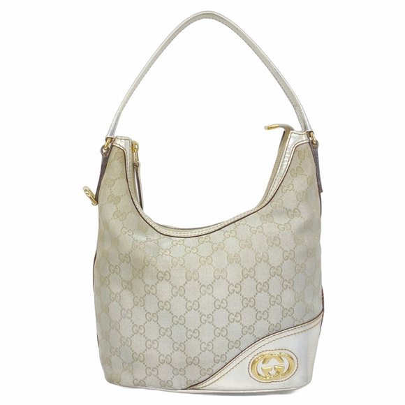 Gucci GG Canvas Interlocking G Shoulder Bag 182491 Silver Women's P1252469 - Picture 1 of 10